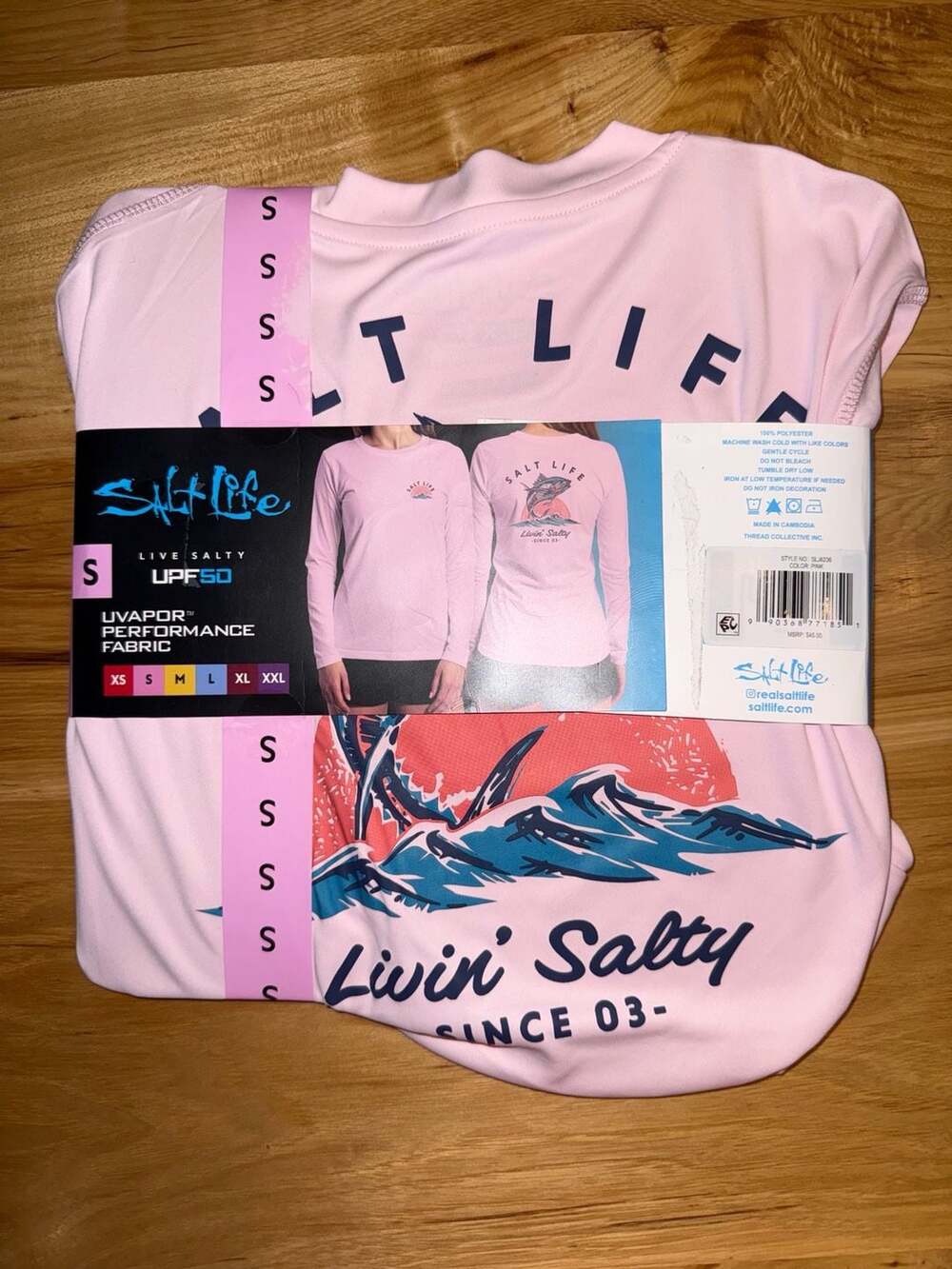 Salt Life SLX UVapor Long Sleeve UV Tee Size S Pink
